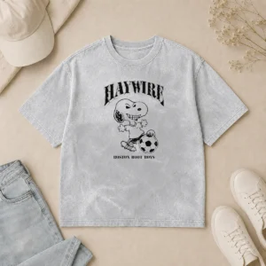 Awesome Snoopy Hawwire Boston Boot Boys Soccer Sports Washed T-Shirt