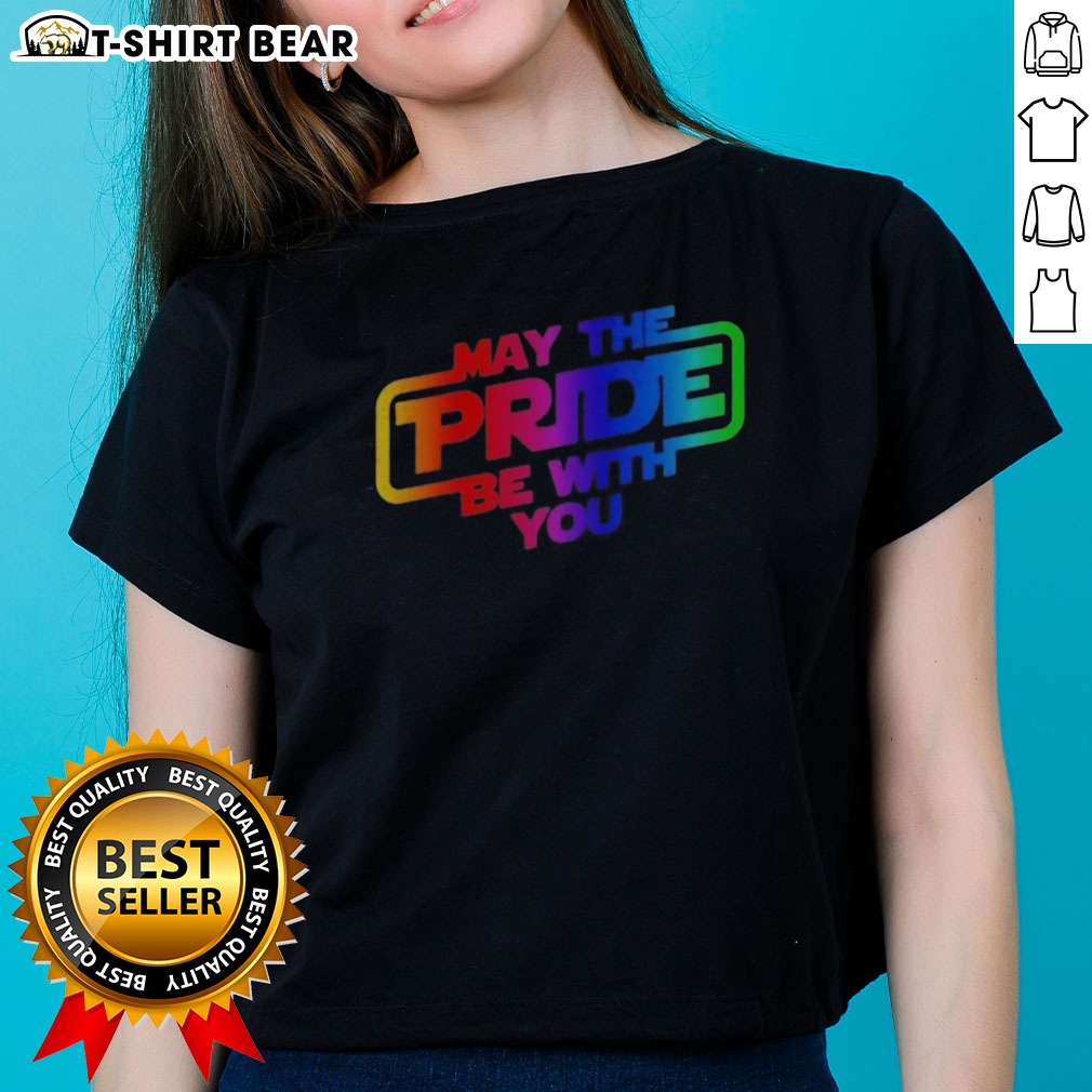 Awesome Star Wars May The Pride Be With You LGBTQ Pride Rainbow Graphic Shirt on Ladies Shirt Awesome Star Wars May The Pride Be With You LGBTQ Pride Rainbow Graphic Shirt shown as a ladies shirt preview