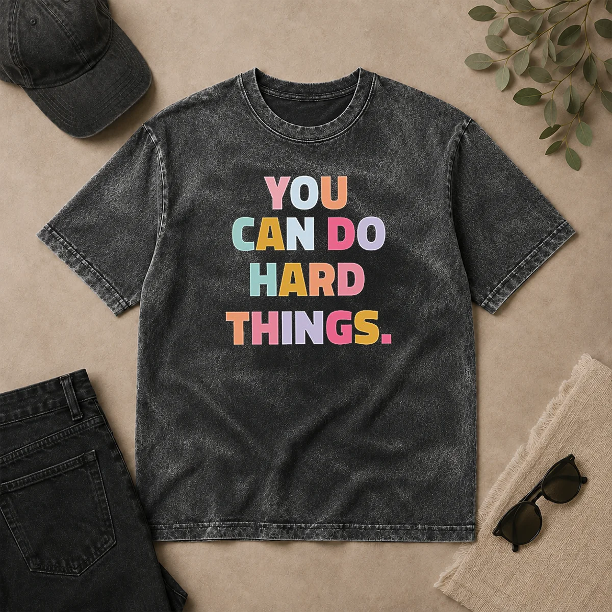 Awesome You Can Do Hard Things Teacher Washed T Shirt Awesome You Can Do Hard Things Teacher Washed T-Shirt