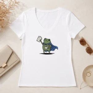 Funny Doctor Frog We Chart At Dawn Medical Professional Nursing V-Neck Shirt