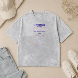 Funny France 1998 World Cup Final Team 12 Juillet 1998 Stade De France Paris printed on a washed t shirt