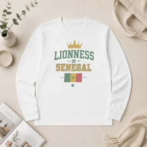 Funny Lioness Of Senegal Flag And Crown National Long Sleeve Shirt with vibrant colors and detailed print