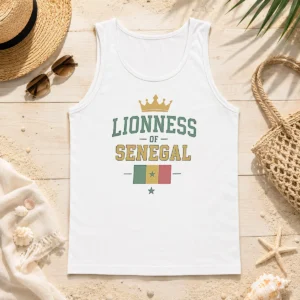 Funny Lioness Of Senegal Flag And Crown National Tank Top
