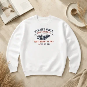 Funny Wymans World Auto Salvage Co Sweater