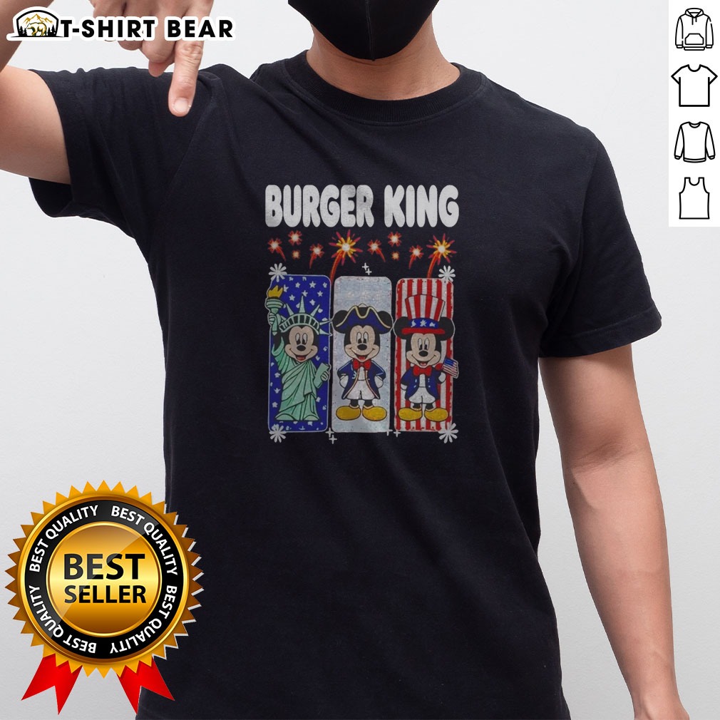 Good Burger King Mickey Mouse USA Patriotic Disney Characters Shirt on Classic Shirt Good Burger King Mickey Mouse USA Patriotic Disney Characters Shirt shown as a classic shirt preview