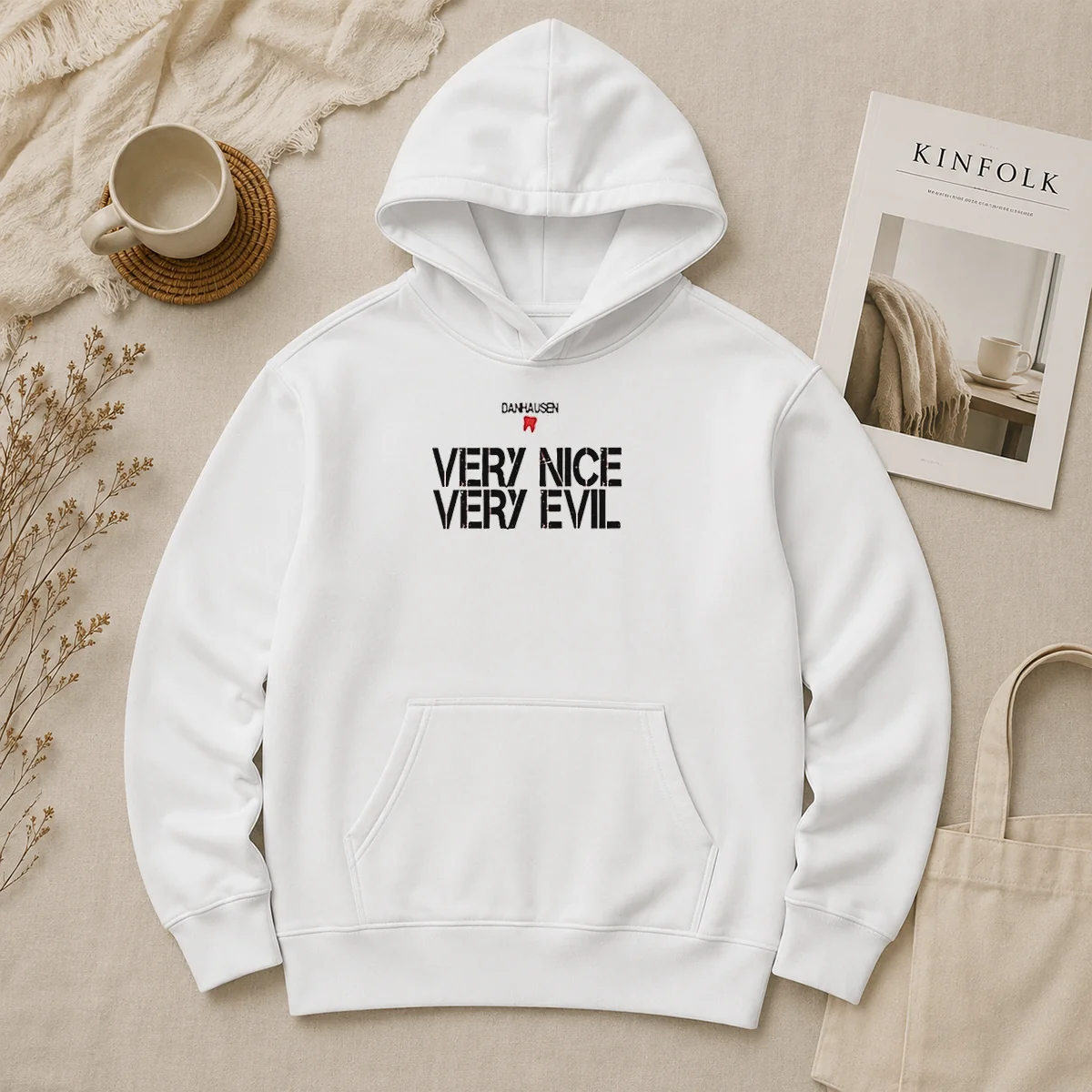 Good Danhausen Very Nice Very Evil Hoodie Good Danhausen Very Nice Very Evil Hoodie in black with front graphic print and adjustable drawstring hood