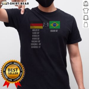 Good Germany Vs Brazil 7 To 1 Scoreboard Muller Klose Kroos Khedira Schurrle Oscar Shirt featuring iconic match details on a comfortable cotton tee