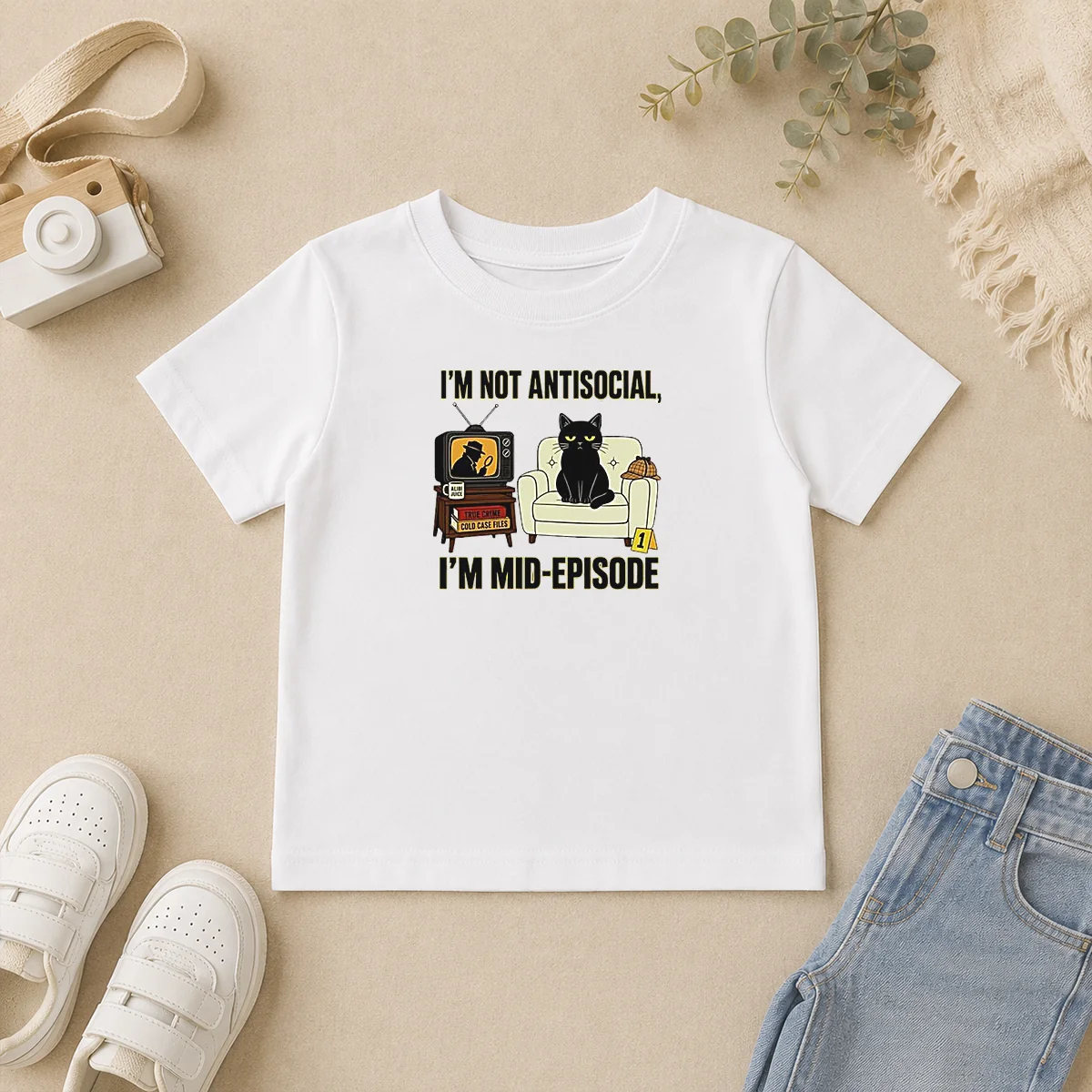 Good I Am Not Antisocial I Am Mid Episode Black Cat True Crime Mystery Lover Kids T Shirt Good I Am Not Antisocial I Am Mid Episode Black Cat True Crime Mystery Lover Kids T-Shirt