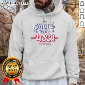 Good Made In The USA Flo Grown American Flag Patriotic Stars Text Design Hoodie featuring vibrant colors and stars