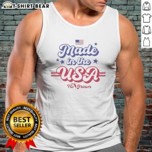 Good Made In The USA Flo Grown American Flag Patriotic Stars Text Design Tank top perfect for summer wear.