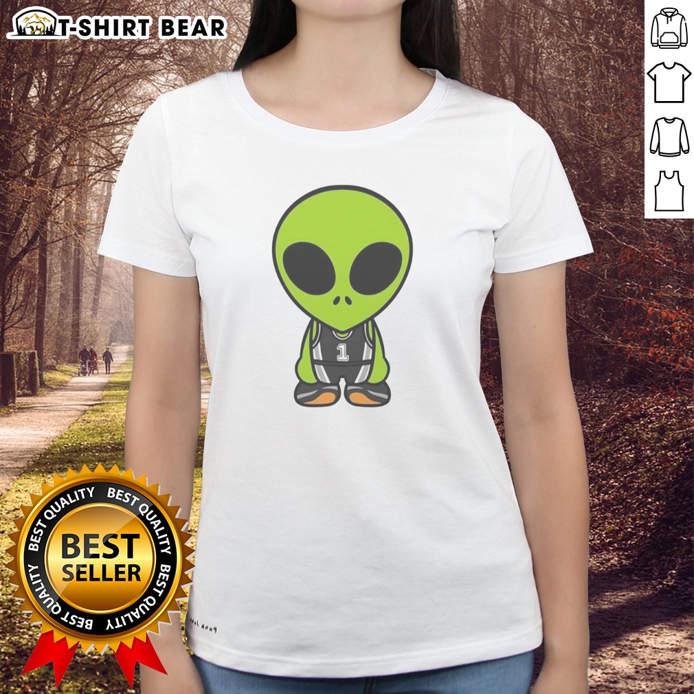 Good The Alien Victor Wembanyama Cartoon Hoodie Shirt on Ladies Shirt Good The Alien Victor Wembanyama Cartoon Hoodie Shirt shown as a ladies shirt preview