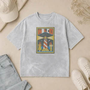 Hot Wilco In Portland Maine On June 21 2026 Tour Poster printed on a soft washed t shirt in light gray
