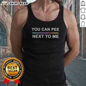 Hot You Can Pee Next To Me LGBTQ Pride Rainbow Gradient Text Design Unisex Fit Tank top on tank top