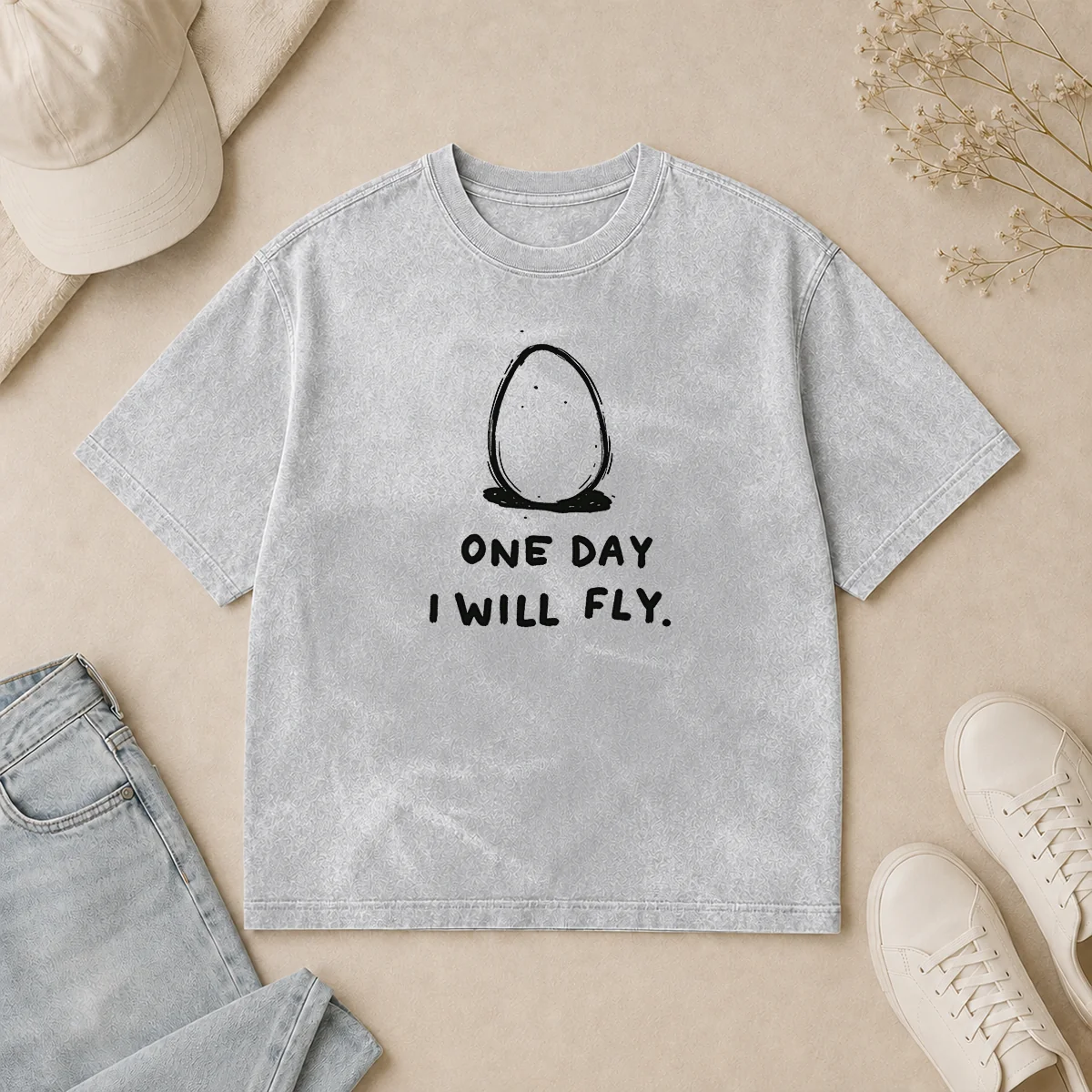 Nice One Day I Will Fly Washed T Shirt Nice One Day I Will Fly Washed T-Shirt