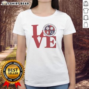 Nice Redcar Athletic Football Club Love Logo Emblem Football Sport Fan Soccer Club Ladies shirt displayed on a hanger