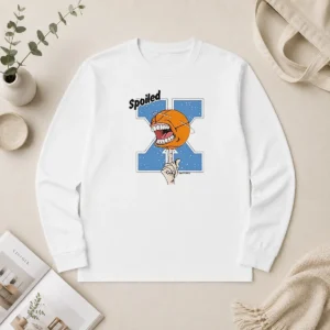 Nice Xavier Musketeers Basketball Spoiled Screaming Long Sleeve Shirt showing front graphic design on a comfortable cotton fabric