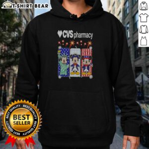 Official Heart CVS Pharmacy Mickey Mouse Statue Of Liberty USA Patriotic Hoodie in navy blue with front graphic