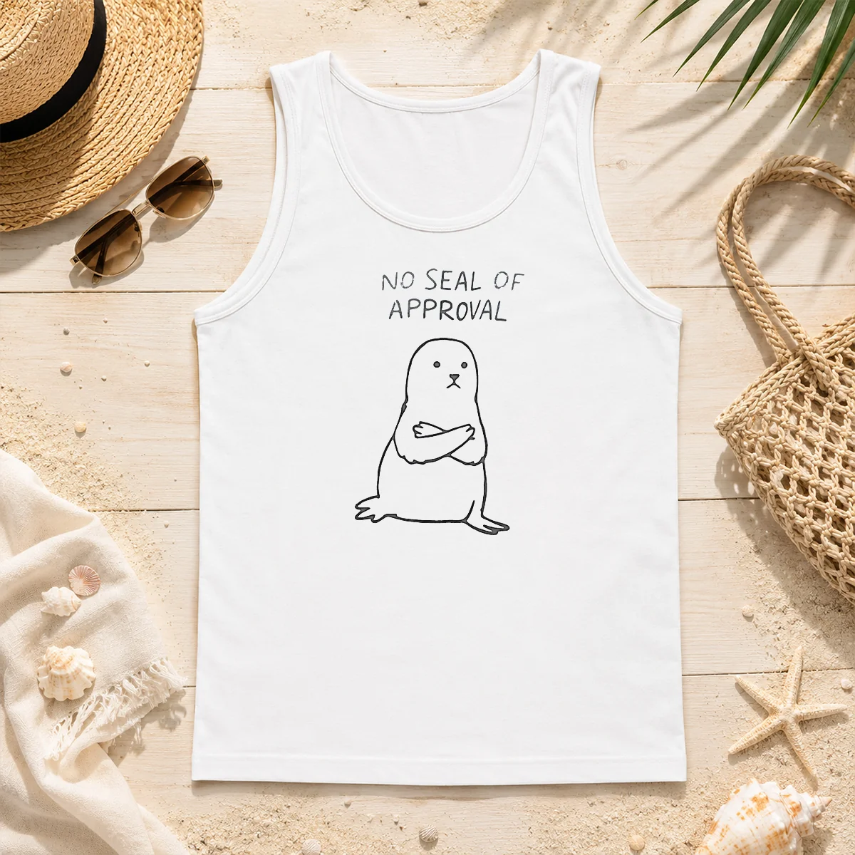 Official No Seal Of Approval Pun With An Annoyed Seal With Crossed Arms Illustration Tank Top Official No Seal Of Approval Pun With An Annoyed Seal With Crossed Arms Illustration Tank Top
