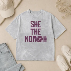 Official Toronto Tempo She The North Washed T Shirt in soft, faded fabric with classic crew neck and short sleeves