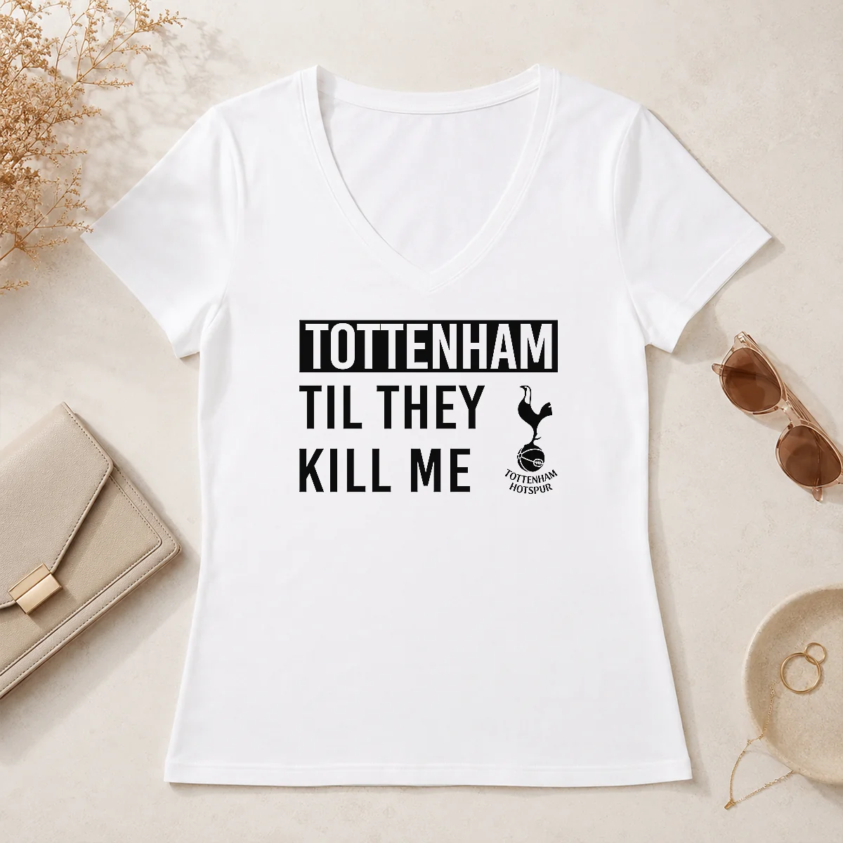 Official Tottenham Til They Kill Me V-Neck Shirt Official Tottenham Til They Kill Me V-Neck Shirt