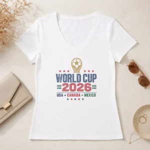 Official Vintage 2026 World Cup USA Canada Mexico Soccer V-Neck Shirt