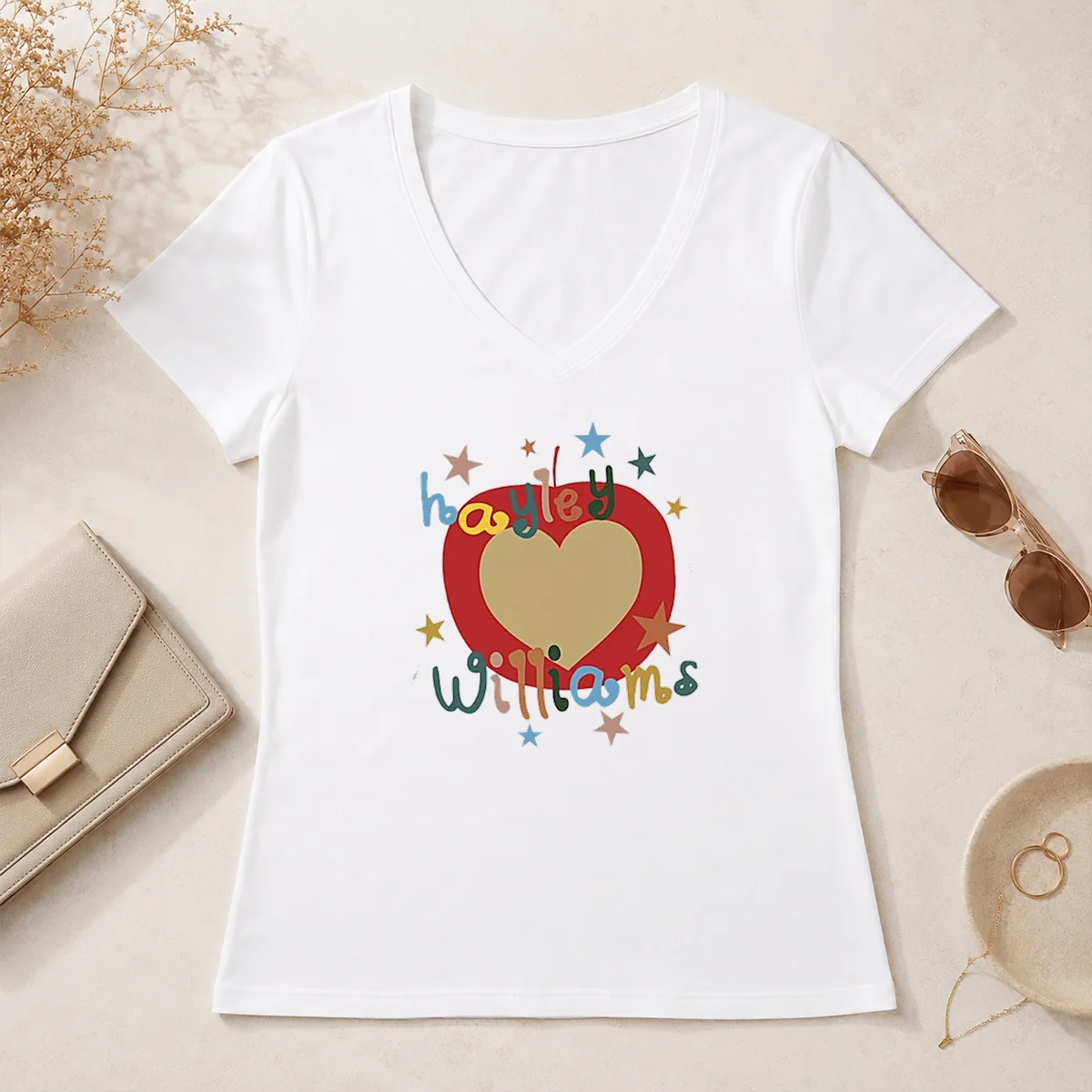 Official Williams Apple Heart Star Pop V-Neck Shirt Official Williams Apple Heart Star Pop V-Neck Shirt