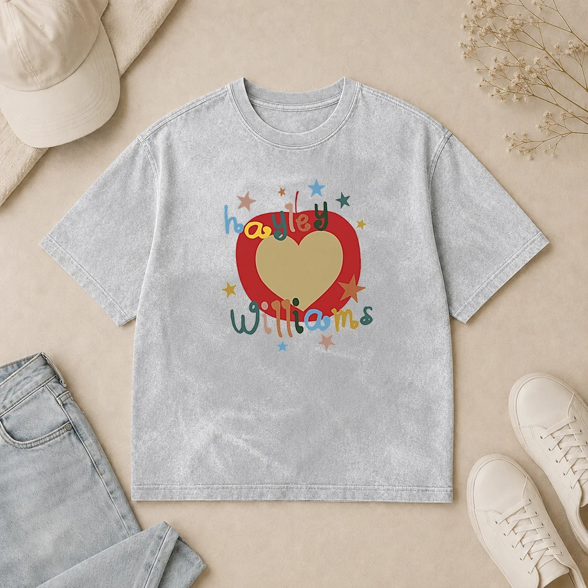 Official Williams Apple Heart Star Pop Washed T Shirt Official Williams Apple Heart Star Pop Washed T Shirt in soft cotton with vintage washed look