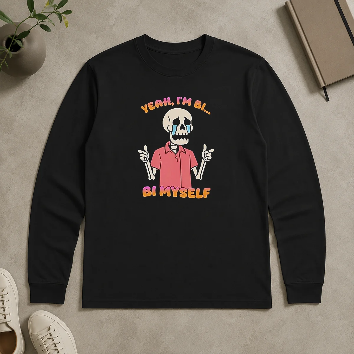 Official Yeah I'M Bi Bi Myself Skeleton Long Sleeve Shirt Official Yeah I'M Bi Bi Myself Skeleton Long Sleeve Shirt