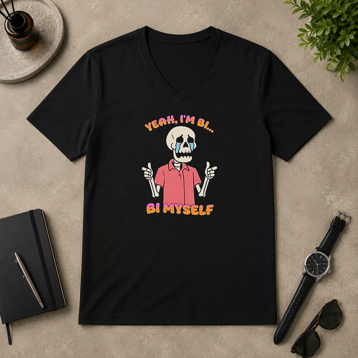 Official Yeah I'M Bi Bi Myself V-Neck Shirt Official Yeah I'M Bi Bi Myself V-Neck Shirt