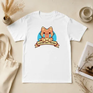 Original Crying But Trying Tabby Cat Kitten Emotional Support Mental Health Awareness
