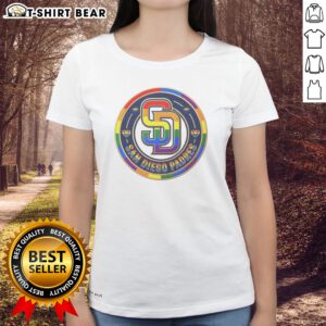 Original San Diego Padres Pride MLB Logo Ladies shirt in vibrant colors and soft fabric.