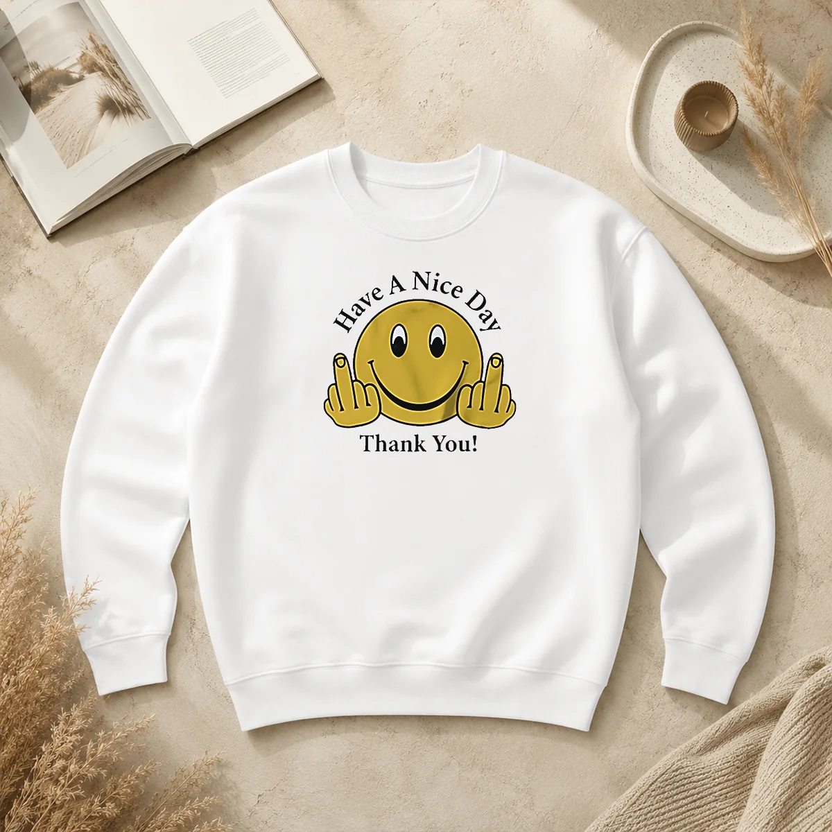 Original Smiley Face Have A Nice Day Thank You Sweater Original Smiley Face Have A Nice Day Thank You Sweater