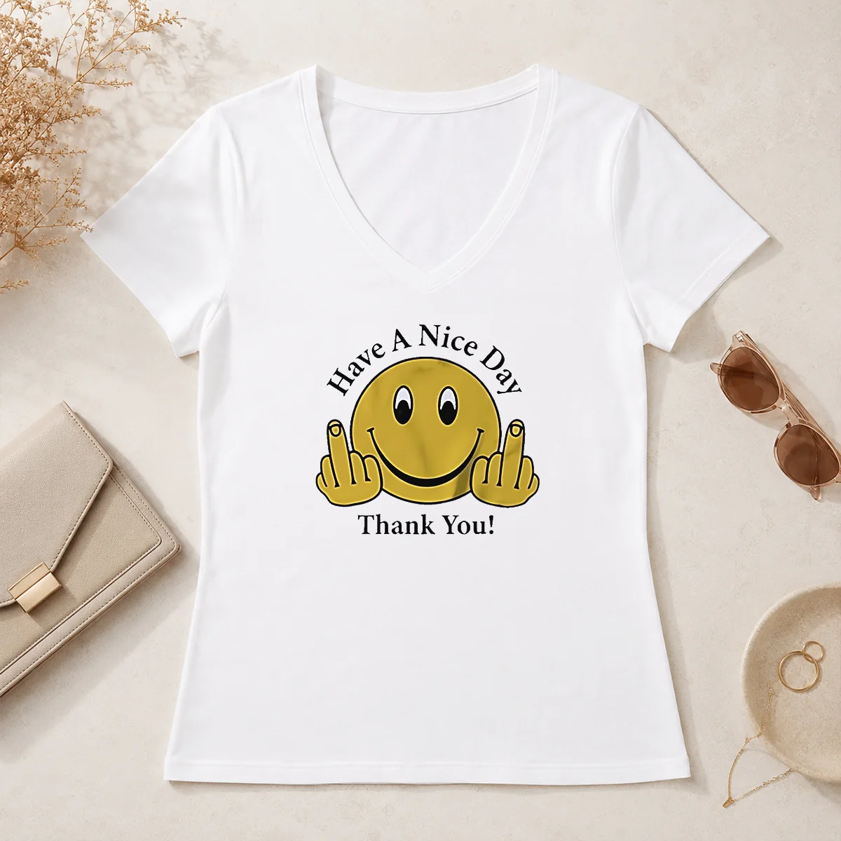 Original Smiley Face Have A Nice V-Neck Shirt Original Smiley Face Have A Nice V-Neck Shirt