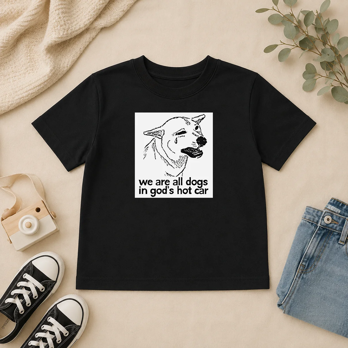 Original We Are All Dogs In Gods Hot Car Kids T Shirt Original We Are All Dogs In Gods Hot Car Kids T-Shirt