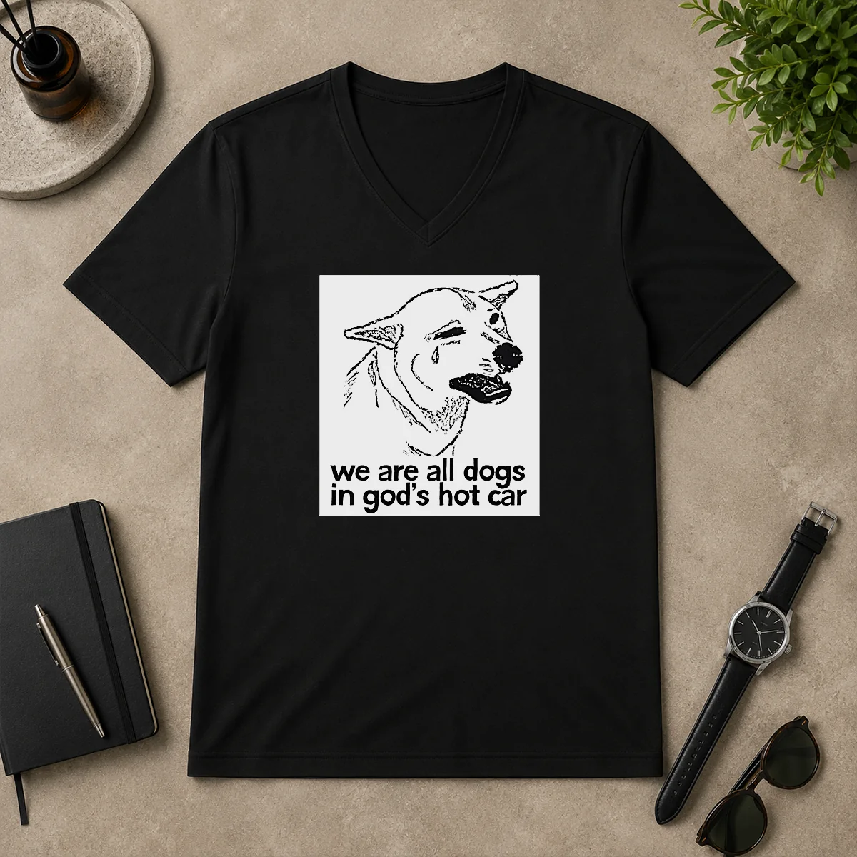 Original We Are All Dogs In V-Neck Shirt Original We Are All Dogs In V-Neck Shirt