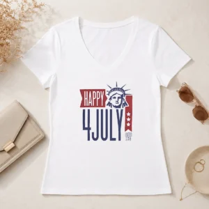 Premium Happy 4 July Statue Of Liberty United State V-Neck Shirt