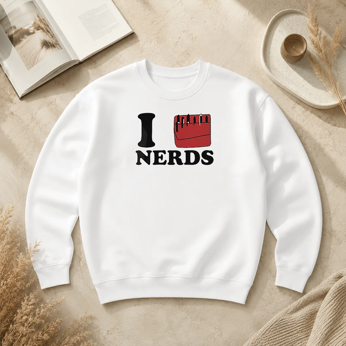 Premium I Love Nerds Pocket Protector Sweater Premium I Love Nerds Pocket Protector Sweater in navy blue with front pocket design and ribbed cuffs