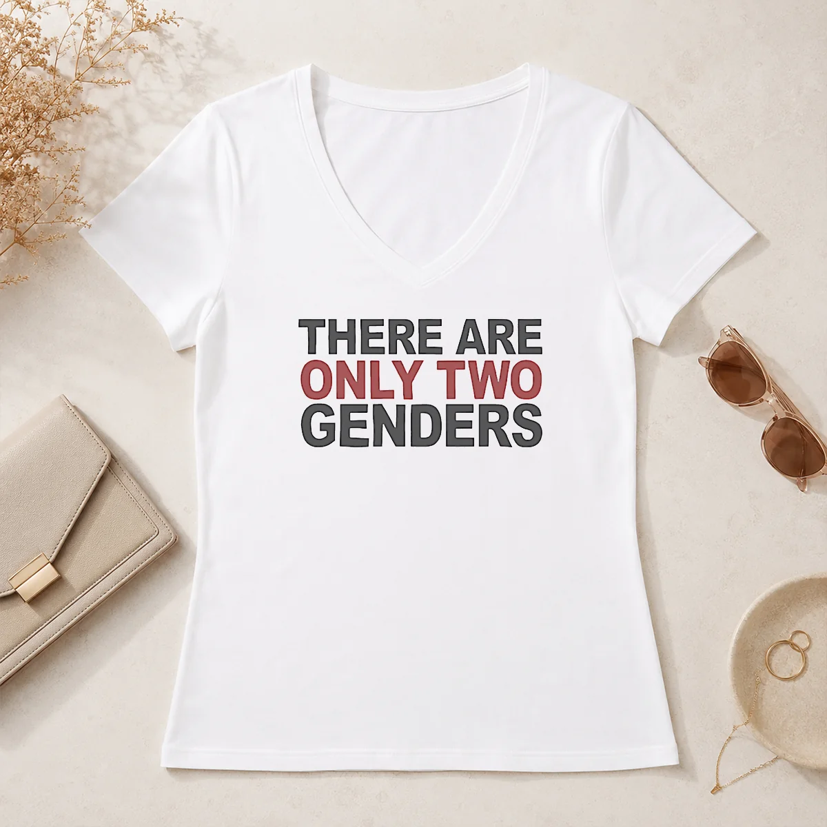 Premium There Are Only Two Genders V-Neck Shirt Premium There Are Only Two Genders V-Neck Shirt