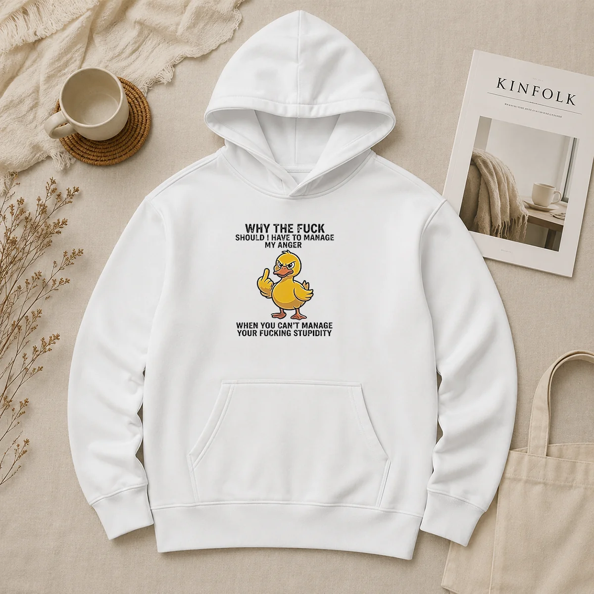 Premium Why The Fck Should I Have To Manage My Anger When You Cant Manage Your Stupidity Hoodie Premium Why The Fck Should I Have To Manage My Anger When You Cant Manage Your Stupidity Hoodie in black, front view with printed text design