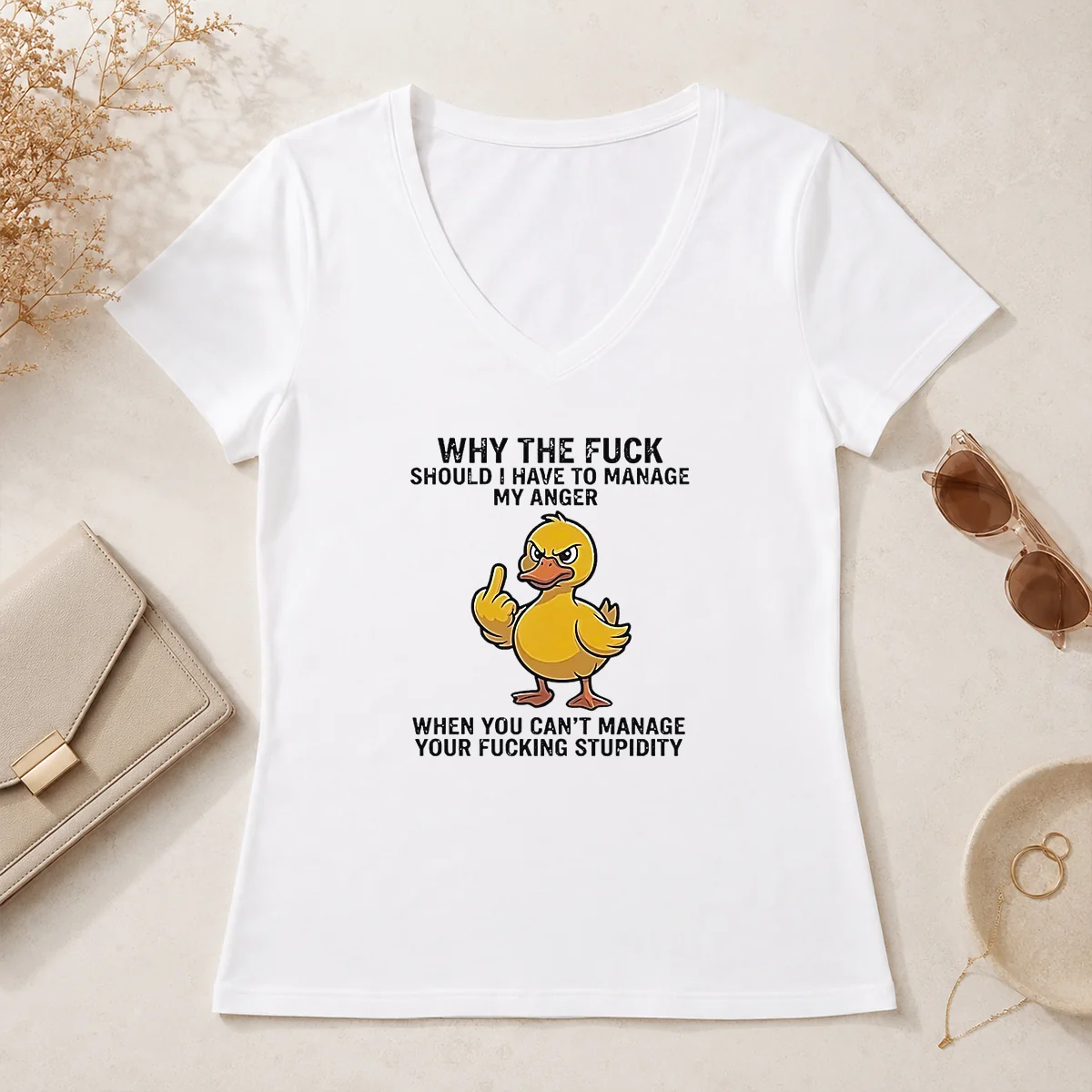 Premium Why The Fck Should I V-Neck Shirt Premium Why The Fck Should I V-Neck Shirt