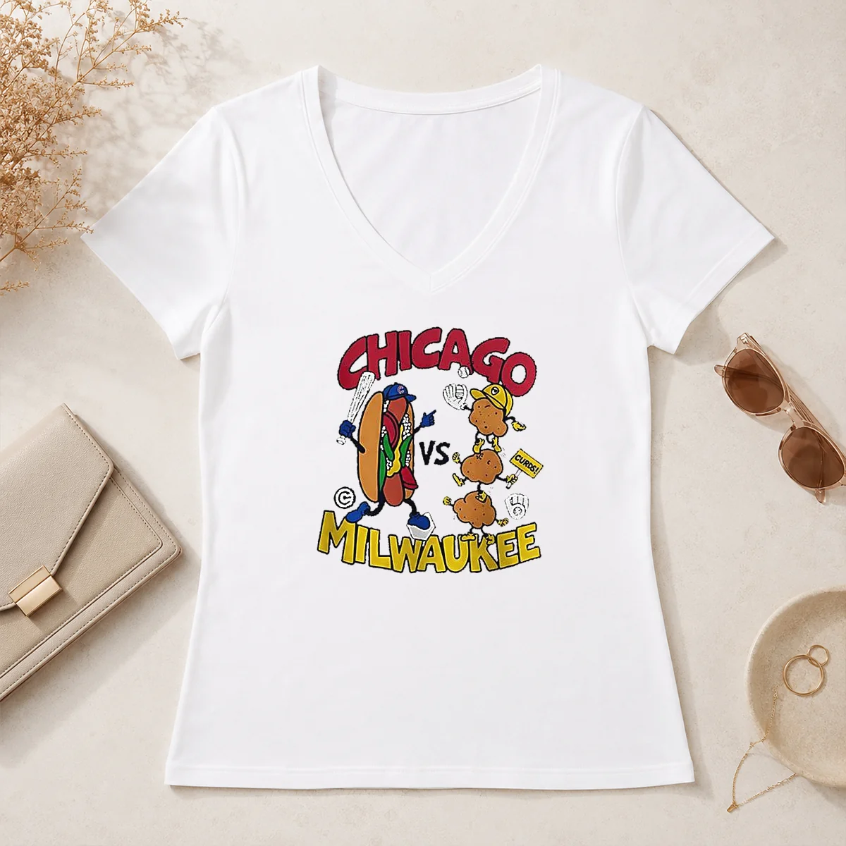 Pretty Chicago Cubs Vs Milwaukee Brewers V-Neck Shirt Pretty Chicago Cubs Vs Milwaukee Brewers V-Neck Shirt