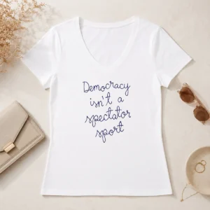 Pretty Democracy Is Not A Spectator Sport Nicole Wallace V-Neck Shirt