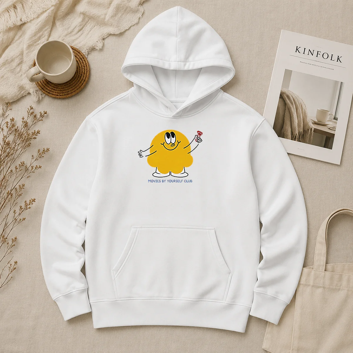 Pretty Movies By Yourself Club Yellow Blob Character Holding A Red Candy Art Hoodie Pretty Movies By Yourself Club Yellow Blob Character Holding A Red Candy Art Hoodie