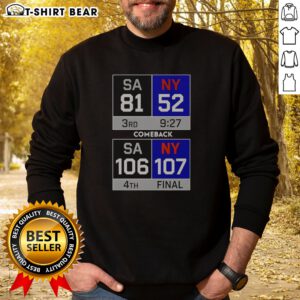 Pretty New York Knick Comeback Sweatshirt in navy blue with bold Knicks logo on front
