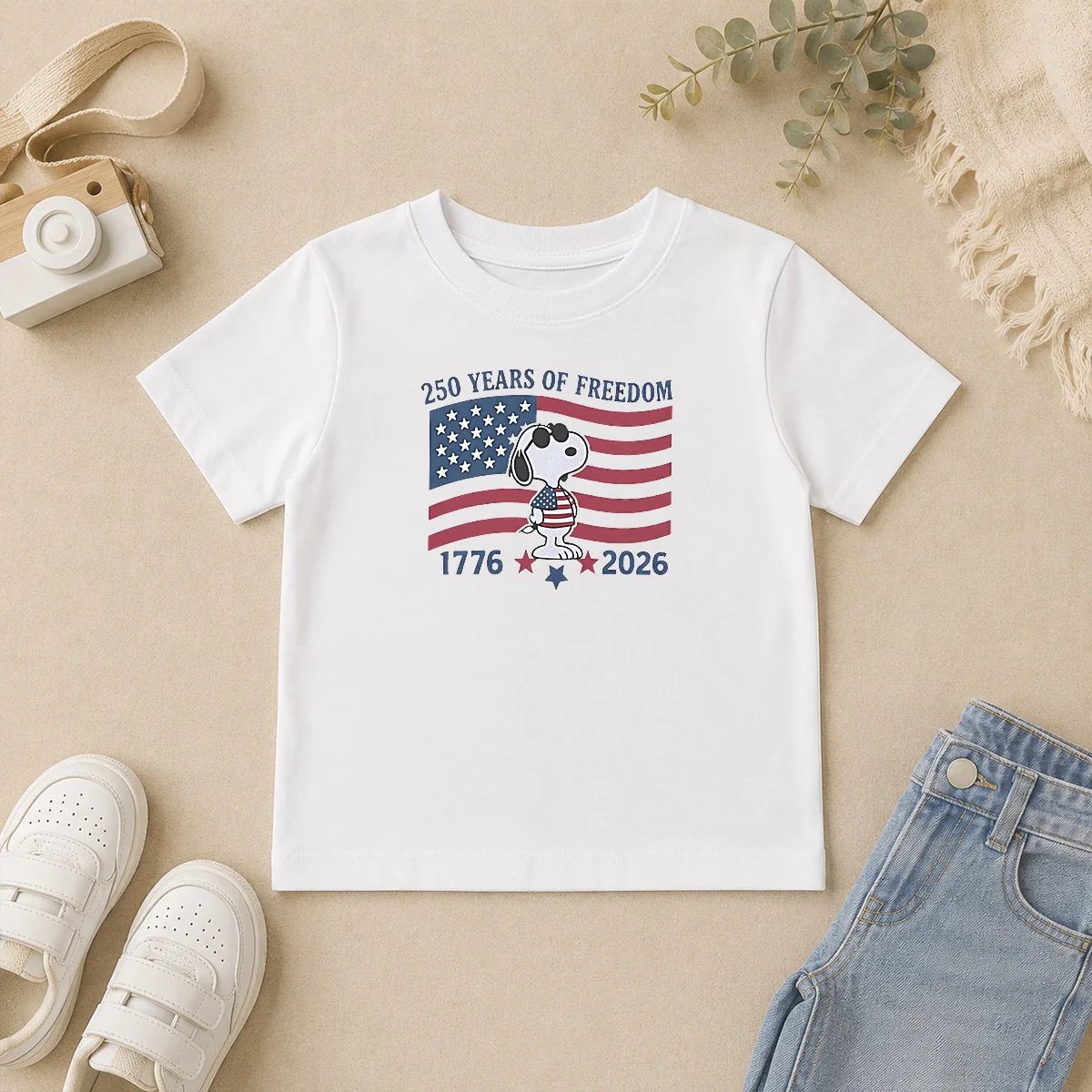 Pretty Snoopy Wearing Sunglasses 250 Years Of Freedom 1776 2026 Kids T Shirt Pretty Snoopy Wearing Sunglasses 250 Years Of Freedom 1776 2026 Kids T-Shirt