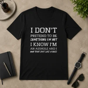 Top I Don'T Pretend To Be Something I'M Not I Know I'M An Asshole And I Own That Shit Like A Boss V-Neck Shirt