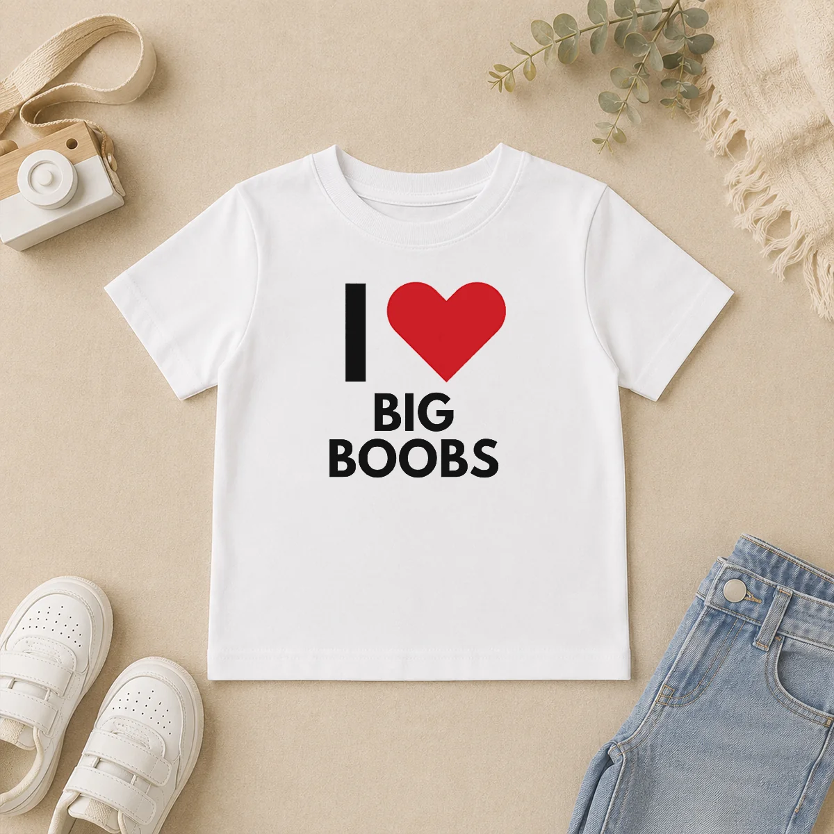Top I Love Big Boobs Heart Kids T Shirt Top I Love Big Boobs Heart Kids T-Shirt