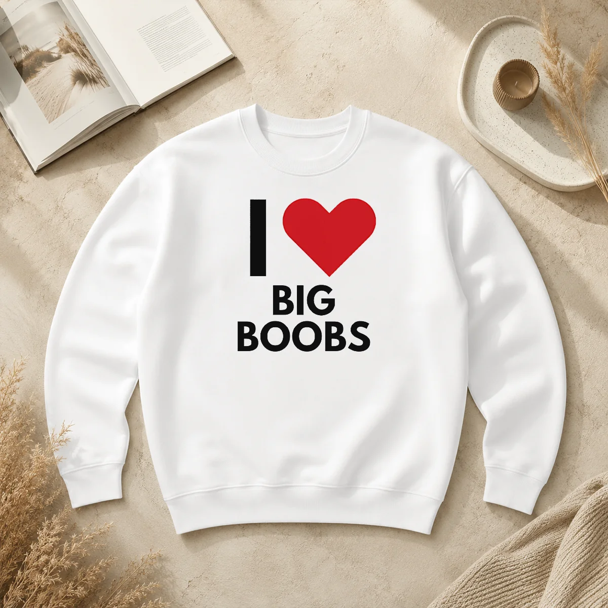 Top I Love Big Boobs Heart Sweater Top I Love Big Boobs Heart Sweater