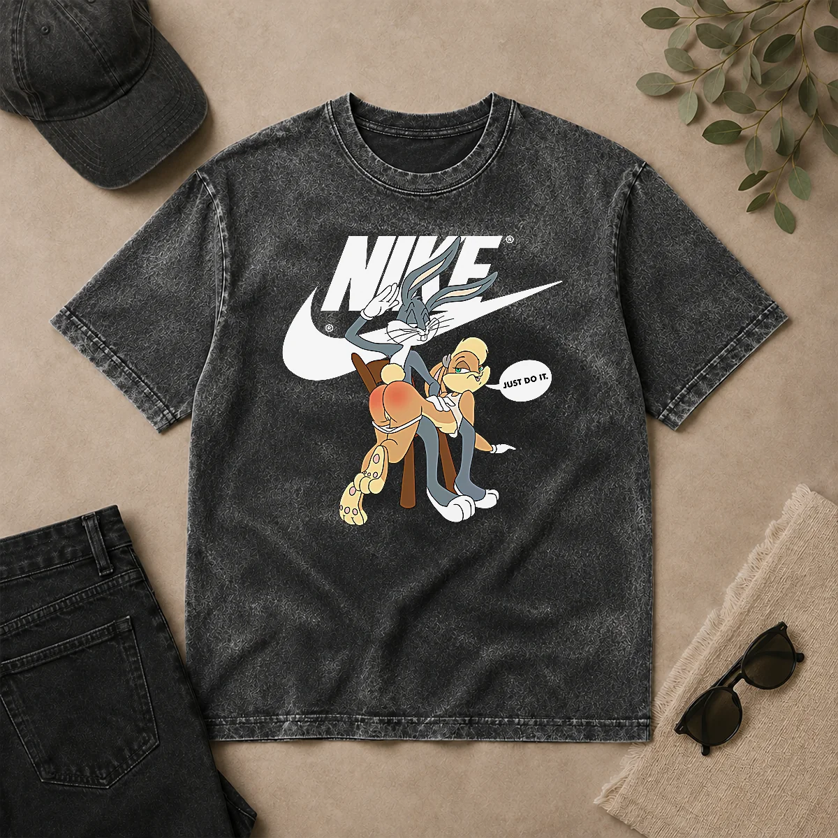 Top Nike Bugs Bunny Spanking Lola Washed T Shirt Top Nike Bugs Bunny Spanking Lola Washed T Shirt featuring vintage cartoon graphic on soft cotton fabric