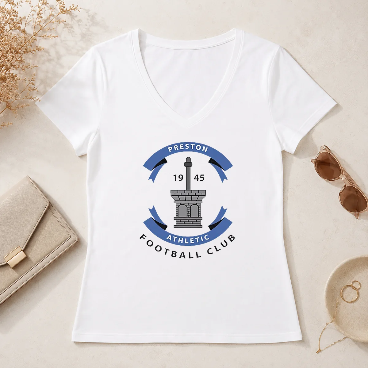 Top Preston Athletic Football Club 1945 V-Neck Shirt Top Preston Athletic Football Club 1945 V-Neck Shirt